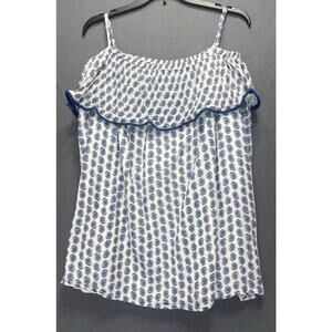 Polo Ralph Lauren blue and white off-shoulder top cottage coastal boho